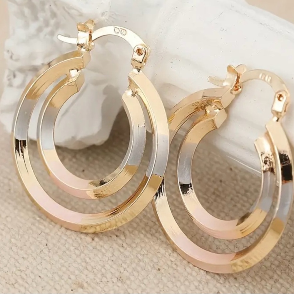 Elegant Gold and Silver Hoop Earrings